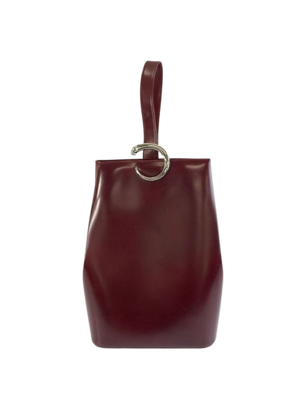 Cartier Panthere Wine Red Bordeaux Silver Leather Shoulder Bag